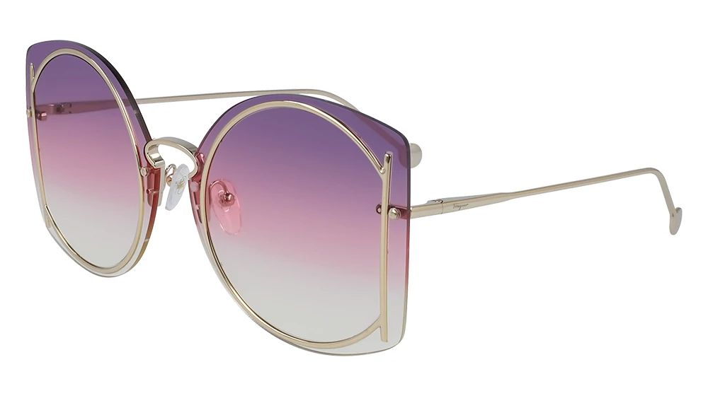 FERRAGAMO Sunglasses Model SF196S SHINY GOLD/PURPLE ROSE IVORY L
